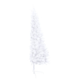 Demi-arbre de Noël artificiel avec LED et boules Blanc 150 cm