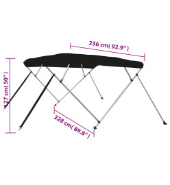 Auvent bimini à 4 arceaux noir 236x228x127 cm