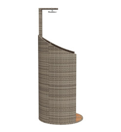 Douche d'extérieur gris 100x100x241,5 cm poly rotin bois acacia