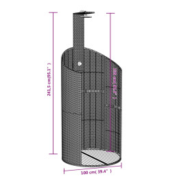 Douche d'extérieur gris 100x100x241,5 cm poly rotin bois acacia