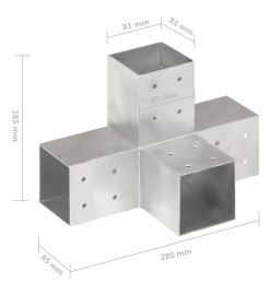 Connecteur de poteau Forme en X Métal galvanisé 81x81 mm