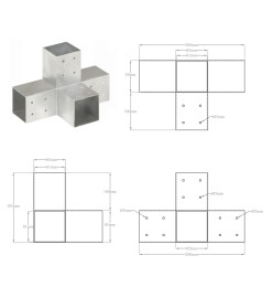 Connecteur de poteau Forme en X Métal galvanisé 81x81 mm