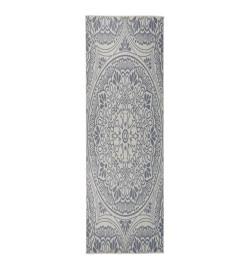 Tapis à tissage plat d'extérieur 80x250 cm Motif bleu