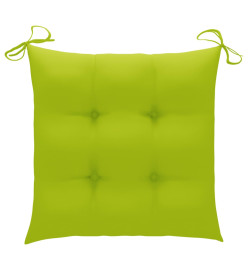 Chaises de jardin 2 pcs avec coussins vert vif Bois de teck