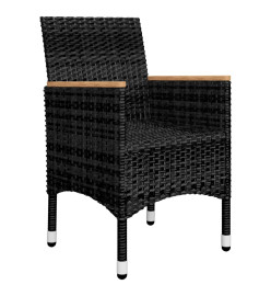 Ensemble de bistro de jardin 3pcs Résine tressée et acacia Noir