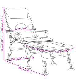 Chaise longue de pêche avec pieds à boue réglables pliable vert