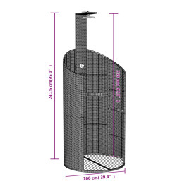 Douche d'extérieur noir 100x100x241,5 cm poly rotin bois acacia