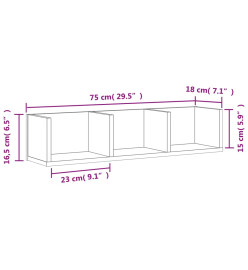 Armoires murales 2 pcs blanc 75x18x16,5 cm bois d'ingénierie