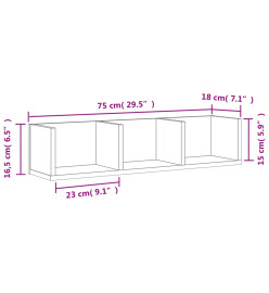 Armoires murales 2 pcs noir 75x18x16,5 cm bois d'ingénierie