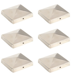 Bouchons de poteau de clôture pyramidaux 6 pcs Inox 101x101 mm