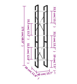Bibliothèque à 5 niveaux Blanc 40x30x175 cm Bois ingénierie