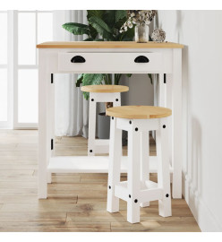 Tabourets de bar lot de 2 blanc bois massif de pin