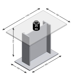 FMD Table à manger 110 cm Gris béton