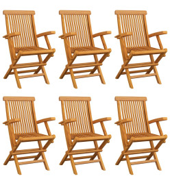 Chaises de jardin avec coussins vert vif lot de 6 Bois teck