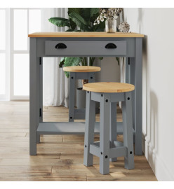 Tabourets de bar lot de 2 gris bois massif de pin