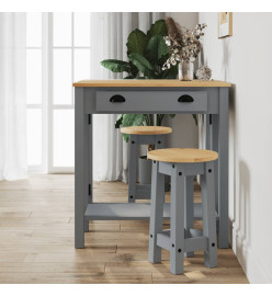 Tabourets de bar lot de 2 gris bois massif de pin