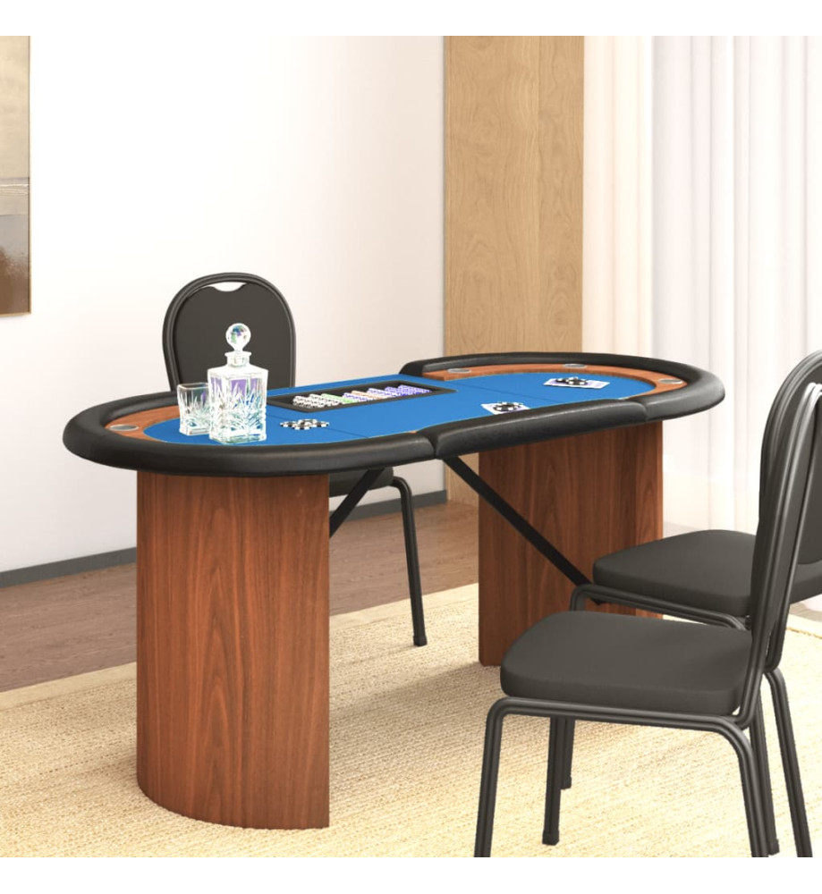 Table de poker 8 joueurs avec plateau à jetons Bleu 160x80x75cm