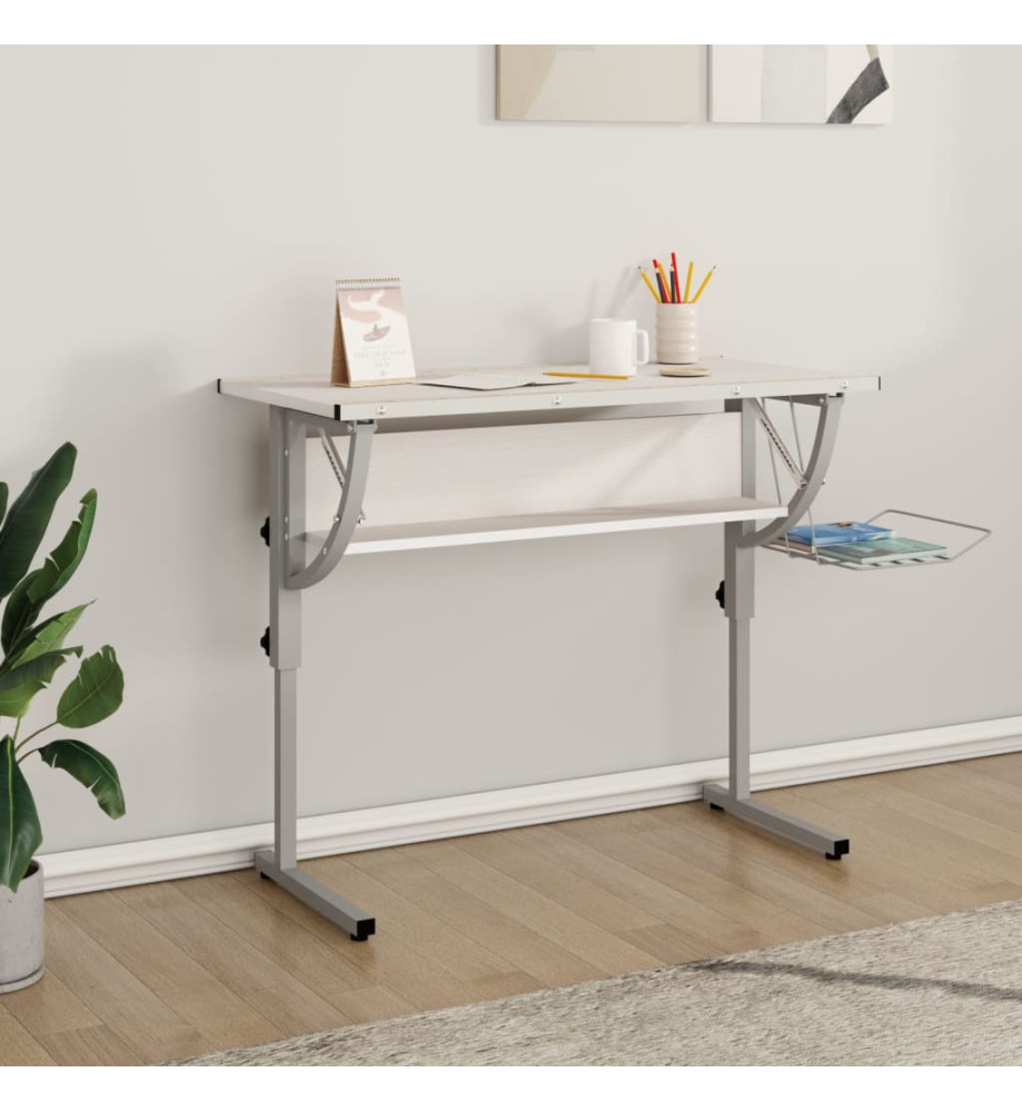 Bureau d'artisanat blanc et gris 110x53x(58-87) cm