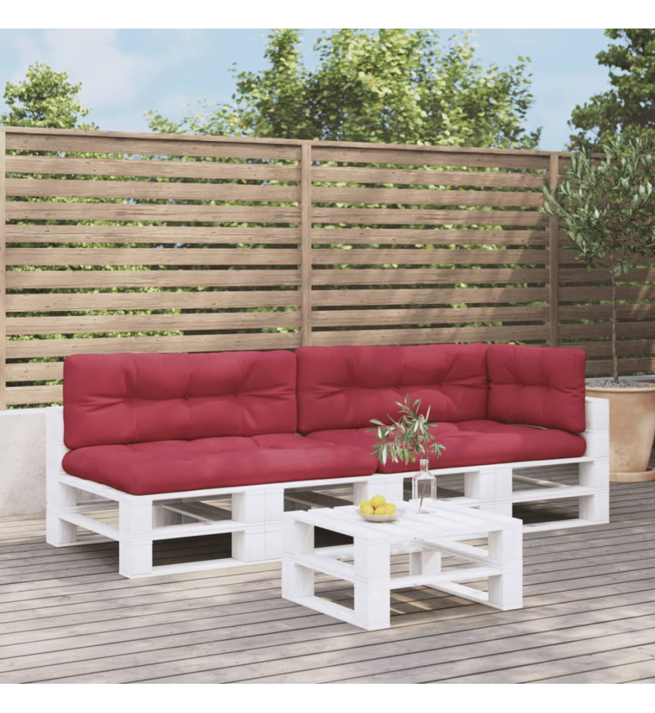 Coussins de palette 5 pcs rouge bordeaux tissu Coussins de palette 5 pcs rouge bordeaux tissu