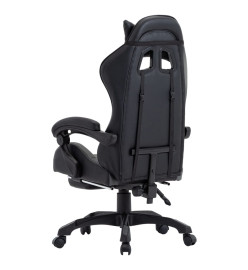 Fauteuil de jeux vidéo avec repose-pied Gris et noir Similicuir