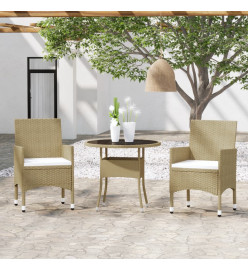 Ensemble de salle à manger de jardin 3 pcs Résine tressée Beige