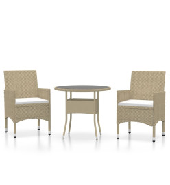 Ensemble de salle à manger de jardin 3 pcs Résine tressée Beige