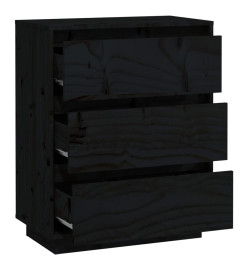 Buffet Noir 60x34x75 cm Bois massif de pin