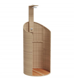 Douche d'extérieur beige 100x100x241,5cm poly rotin bois acacia