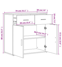 Buffet sonoma gris 79x38x80 cm bois d'ingénierie