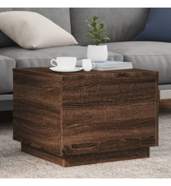 Table basse avec lumières LED chêne marron 50x50x40 cm