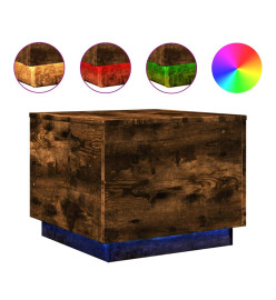 Table basse avec lumières LED chêne fumé 50x50x40 cm