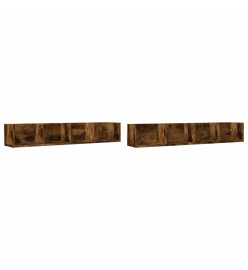 Armoires murales 2pcs chêne fumé 99x18x16,5cm bois d'ingénierie