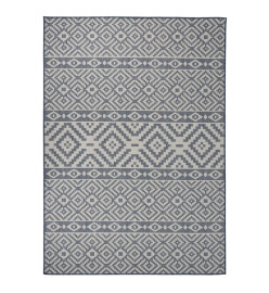 Tapis à tissage plat d'extérieur 140x200 cm Rayures bleues