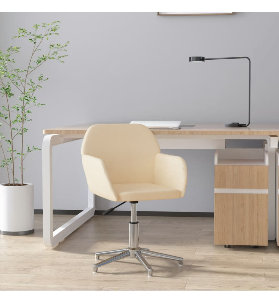 Chaise pivotante de bureau Crème Tissu