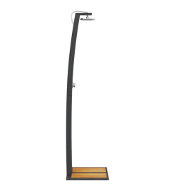 Douche d'extérieur noir 55x60x224 cm résine tressée bois acacia