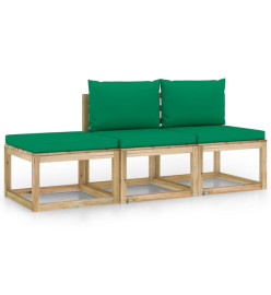 Salon de jardin 3 pcs avec coussins vert