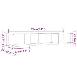 Armoires murales 2pcs chêne sonoma 99x18x16,5cm bois ingénierie