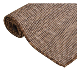 Tapis à tissage plat d'extérieur 80x250 cm Marron