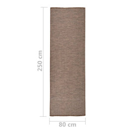 Tapis à tissage plat d'extérieur 80x250 cm Marron