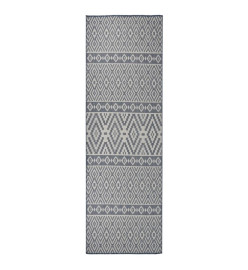 Tapis à tissage plat d'extérieur 80x250 cm Rayures bleues