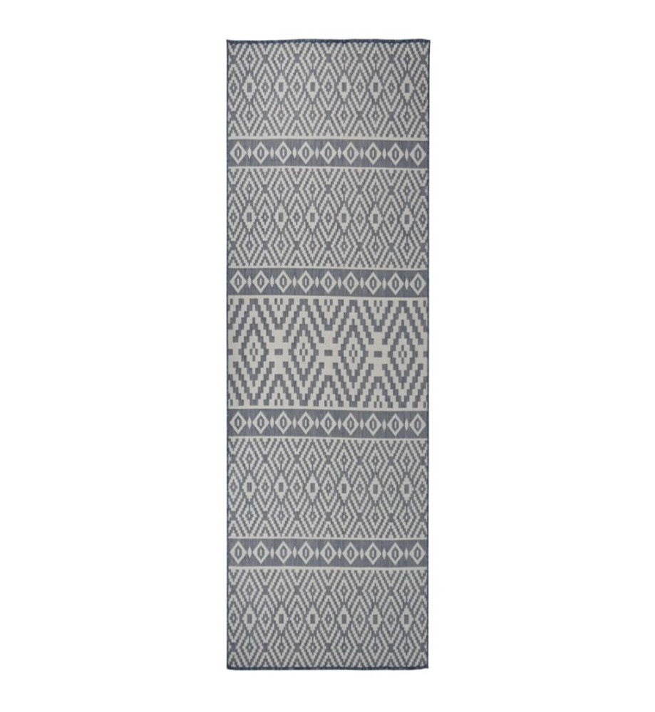 Tapis à tissage plat d'extérieur 80x250 cm Rayures bleues Tapis à tissage plat d'extérieur 80x250 cm Rayures bleues
