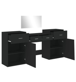 Ensemble de coiffeuse 4 pcs noir bois d'ingénierie