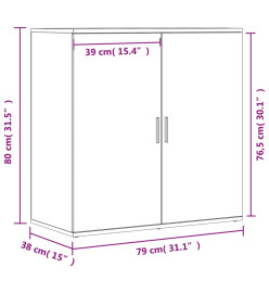 Buffets 2 pcs noir 79x38x80 cm bois d'ingénierie