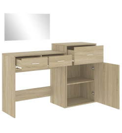 Ensemble de coiffeuse 3 pcs chêne sonoma bois d'ingénierie