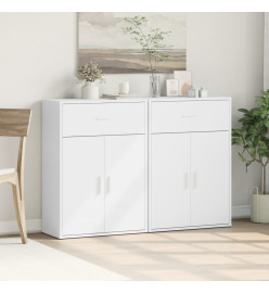Buffets 2 pcs blanc 60x30x84 cm bois d'ingénierie