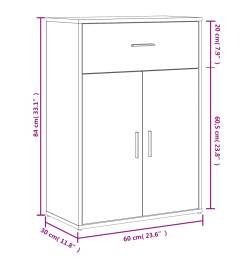Buffets 2 pcs blanc 60x30x84 cm bois d'ingénierie