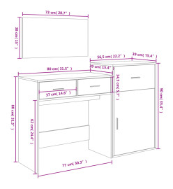 Ensemble de coiffeuse 3 pcs gris béton bois d'ingénierie