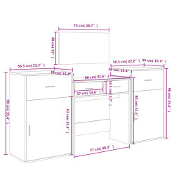 Ensemble de coiffeuse 4 pcs chêne sonoma bois d'ingénierie