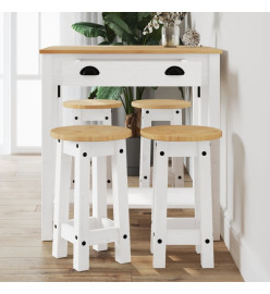 Ensemble de bar 5 pcs Blanc Bois de pin massif