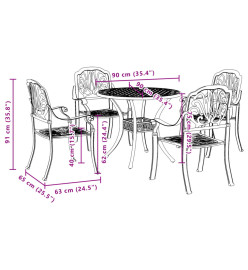 Ensemble à manger de jardin 5 pcs blanc aluminium coulé